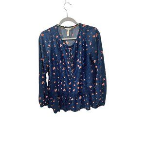 Matilda Jane Navy Polka Dot & Floral Long Sleeve Blouse women’s Size L